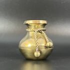 Vintage Brass Bucket Vase Pot With Rope Design 2.75in tall
