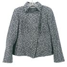 Akris Gray Woven Jacket Wool Silk Blend Size 12