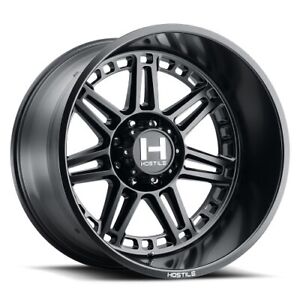 22x12 Hostile H124 Lunatic Asphalt (Satin Black) Wheels 6x5.5 (-44mm) Set of 4