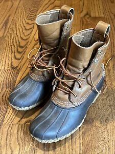 LL BEAN Woman’s Brown Maine Hunting Leather Duck Boots Size 7-7.5 Made In USA B