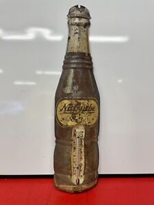 Vintage Original NUGRAPE Soda Thermometer Embossed Bottle Tin Sign