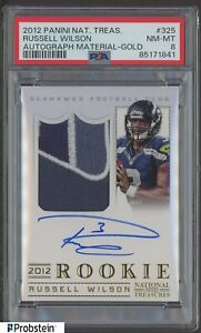 New Listing2012 National Treasures Gold Russell Wilson RPA RC Logo Patch AUTO 9/49 PSA 8