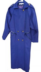 Vintage Capri Wool Over Coat Women 8 Purple Long Lined Double Breasted Trench