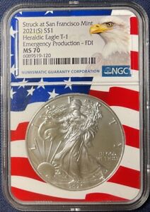 2021 (s) American Eagle Silver Dollar NGC70 Type 1