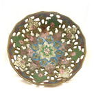 Solid Brass Floral Cutout 8 Inch Bowl Painted, India