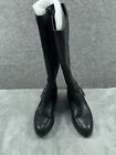 Via Spiga Boots Leather Knee Tall Womens 7 Black Zip Up Buckle Detail