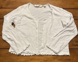 Junior Ladies Victoria’s Secret White Cute Cardigan Top. Size Medium Y2K