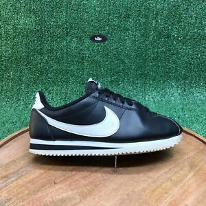 Nike Womens Classic Cortez Black White Leather Shoes Sneakers 807471-010 Size 7