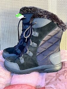 Columbia Ice Maiden II Womens Sz 8 Black Waterproof Winter Boots Lace Up