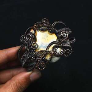Bumble Bee Jasper Ethnic Handmade Copper Wire Bangle Jewelry 58 Gms SB 806