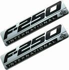 Pair Set F250 Powerstroke International Logo Side Fender Emblems 3D Badge Decals