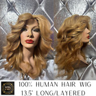 BLONDE 100% human hair wig full lots of body layers lace top No Glue/Tape Needed