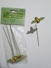 Vtg Miniature Fairy Garden Set of 4 Bumble Bee Picks Insect Craft Flower NEW