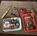 New ListingJunk Drawer Lot Of Lighters Knives Key Chains Coca Cola Trays Watches Cards