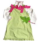 Zuccini Kids Boutique Dress Set Girls Size 5 Green Plaid Alligator Lettuce Edge