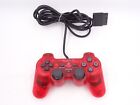 [Tested]PS2 Dual Shock 2 Analog Controller Skeleton Red Clear SCPH-10010 OEM