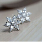 925 Silver Plated Women Zircon Dangle Drop Earrings Wedding Jewelry Simulated