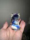Murano Hand Blown Small Blue / Clear Cat, Paper Label, MINT