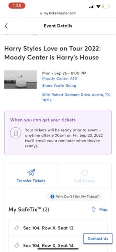 2 Harry Styles Love on Tour Tickets, Austin, TX