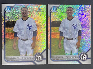 (2ct) 2022 Bowman Chrome RODERICK ARIAS 1st SHIMMER REFRACTOR Non Auto SP