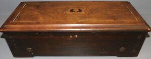1816 Large Antique Key Wind swiss cylinder music box , Rosewood Case, Works Well