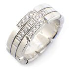 Cartier Ring Tank Francaise Tire Square 15 Point Diamond 750 White Gold #49 US5