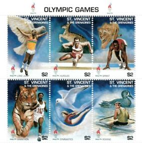 St. Vincent 1995 SC# 2201 Olympic, Atlanta 96, Animals - Sheet of 6 Stamps - MNH
