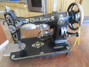 Vintage Treadle Sewing Machine Head Ornate White Rotary U.S.A. Untested AS IS