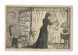 Old Quack Medicine Trade Card Hunnewell's Tolu Anodyne Pain Reliever Bed Patient