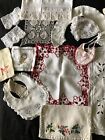 Job Lot 15 Antique French Baby Bibs Baby Bonnet Lace Fripperies Trims c1900s