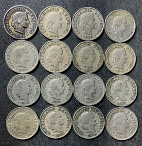 Old Switzerland Coin Lot - 1880-1931 - 16 VINTAGE Coins - Lot #A26
