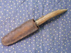 Early Primitive Antler knife or dagger. Hand made, leather sheath