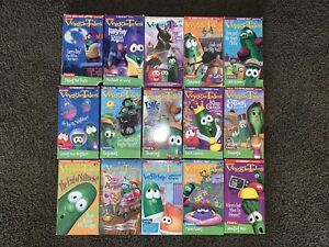 VeggieTales Huge Lot of 15 VHS Tapes VCR Tested PLAY Great Larry-Boy Silly Songs
