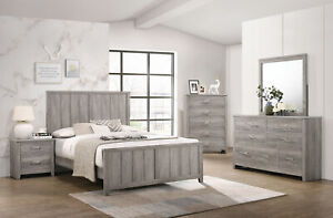 Kings Brand Furniture – Balta 6-Piece King Size Gray Wood Bedroom Set