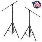 Pyle 2 Pcs. Heavy-Duty Tripod Boom Microphone Stand-Height Adjustable (Pair)