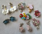 VTG Lot of FLOWER Brooches and Earrings Glass Beads, Enamel & Rhinestone