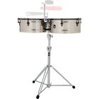 LP E-Class Timbale Set with Stand and Black Nickel Hardware 14 in./15 in.