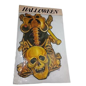 Halloween Die Cut Skeleton Decoration Snake And Spider Jointed Vintage