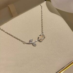 Fashion 925 Silver Love Tulip Crystal Pendant Necklace Women Wedding Jewelry New
