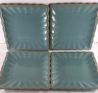Roscher & Co Hobnail Dinner Plates Set Of 4 Dusty Blue Square Scalloped 10 5/8