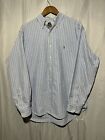 Ralph Lauren Oxford Button Up Shirt Mens XL Blue White stripe preppy