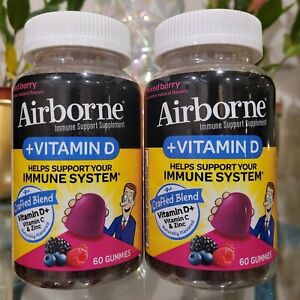 2x Immune Support Vitamins D Airborne Supplement 60 Gummies WIld BeRRy