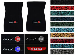 New! 1953-1973 Ford F-100 CARPET Floor Mats w/ Embroidered Logo Pair Pick Color (For: 1972 Ford F-100)