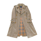 Vintage Burberry Trench Coat Beige Long Sleeve Buttons Made In England