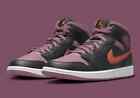 Nike Air Jordan 1 Mid Shoes Black Sky J Mauve Orange FB9911-008 Men's NEW
