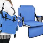 Blue Folding Stadium Seat Chair Reclining Bleacher Chair W/ Cup Holder &Arm Rest