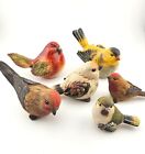 New ListingLot Of 6 Garden Bird Sculpture Figurines Cast Resin One Ceramic 1.75