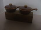 Vintage Hull Pottery Brown Onion Soup Bowls w/handles and lids 2 of them