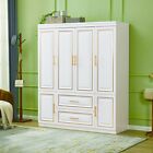 Wood Wardrobe Armoire Closet 4 Door in White, Wardrobe Closet, Clothes Cabinet