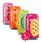 POPPI Sparkling Prebiotic Soda 12 oz Cans, Starter 4-Pack